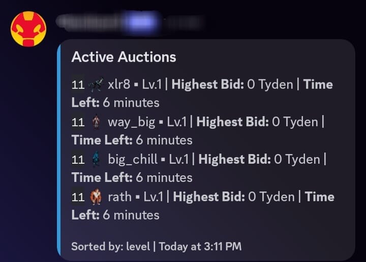 Auction Screen